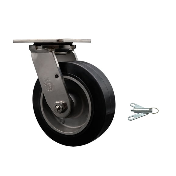 6 Inch 316SS Rubber on Aluminum Swivel Caster with Delrin Bearing&Swivel Lck SCC