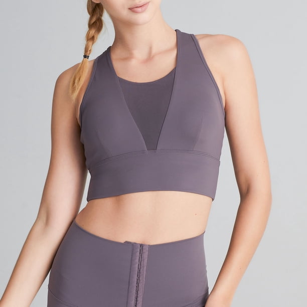 Sujetador deportivo para mujer, cuello en U, malla, empalme, espalda de corredor, Tops cortos, chale Abanopi Sujetador deportivo para mujer