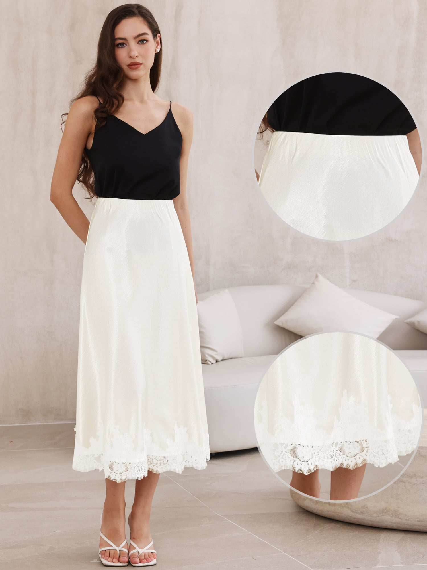 DARING DIVA Women's A-Line Silk Cocktail Wedding Midi Dress Medium Beige