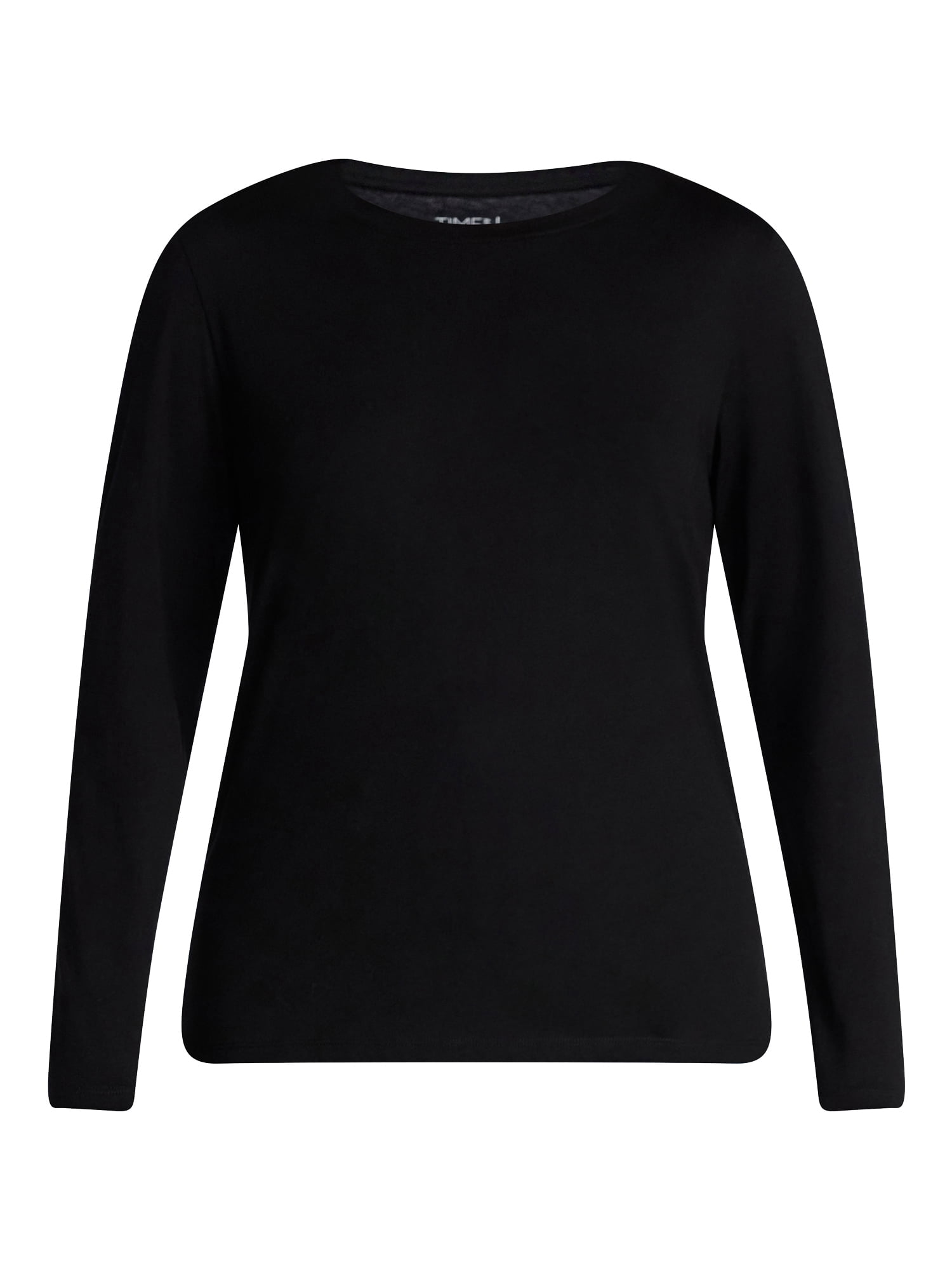 Time and Tru Women's Crewneck Tee with Long Sleeves, Sizes XS-XXXL