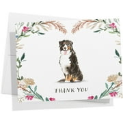 Twigs Paper - Bernese Mountain Dog Thank You Cards - Set of 12 Blank Cards with Envelopes (5.5 x 4.25 inch)