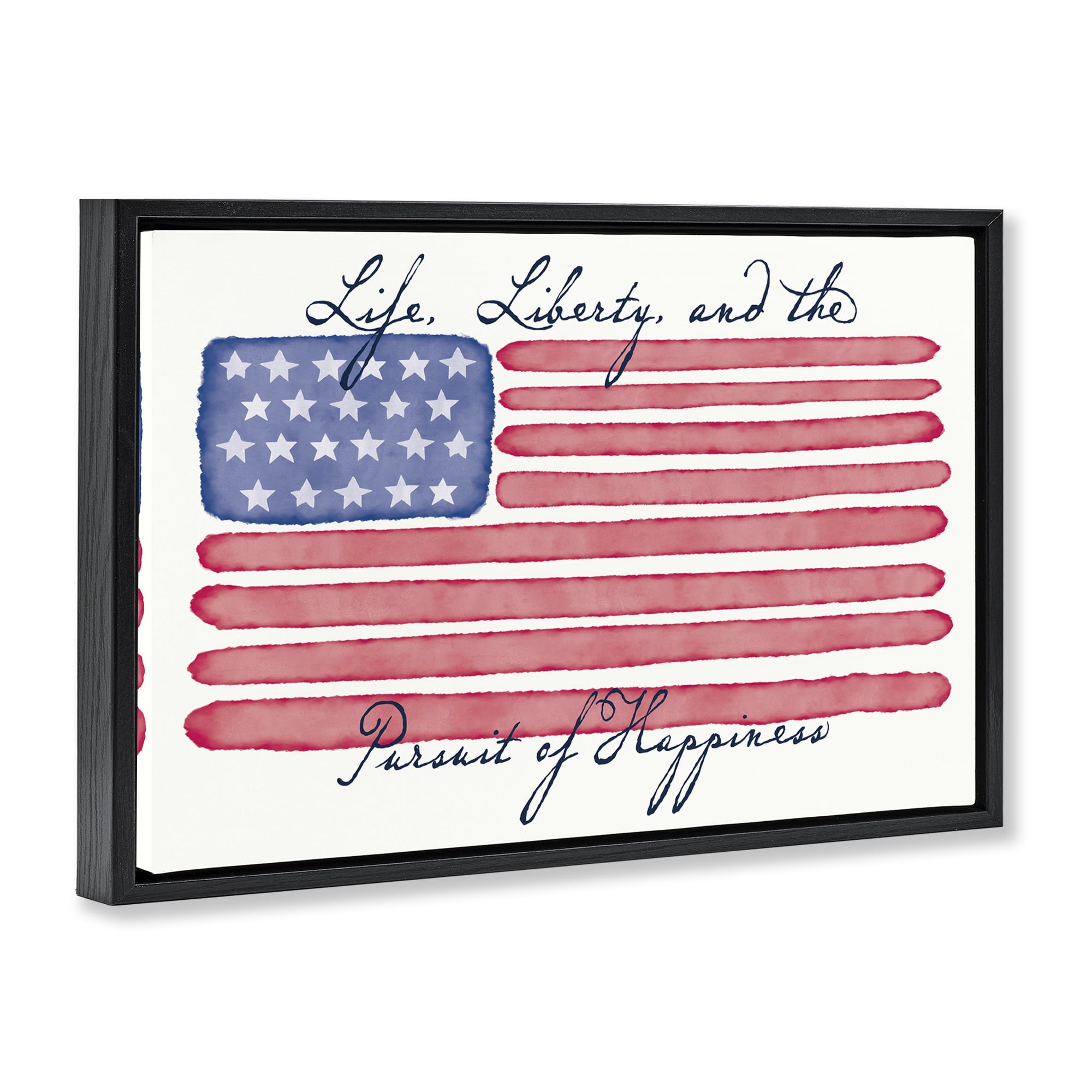 Stupell Industries All American Patriotic Phrase Patriotic Painting Black Floater Framed Canvas Art Print Wall Art, 31 x 21