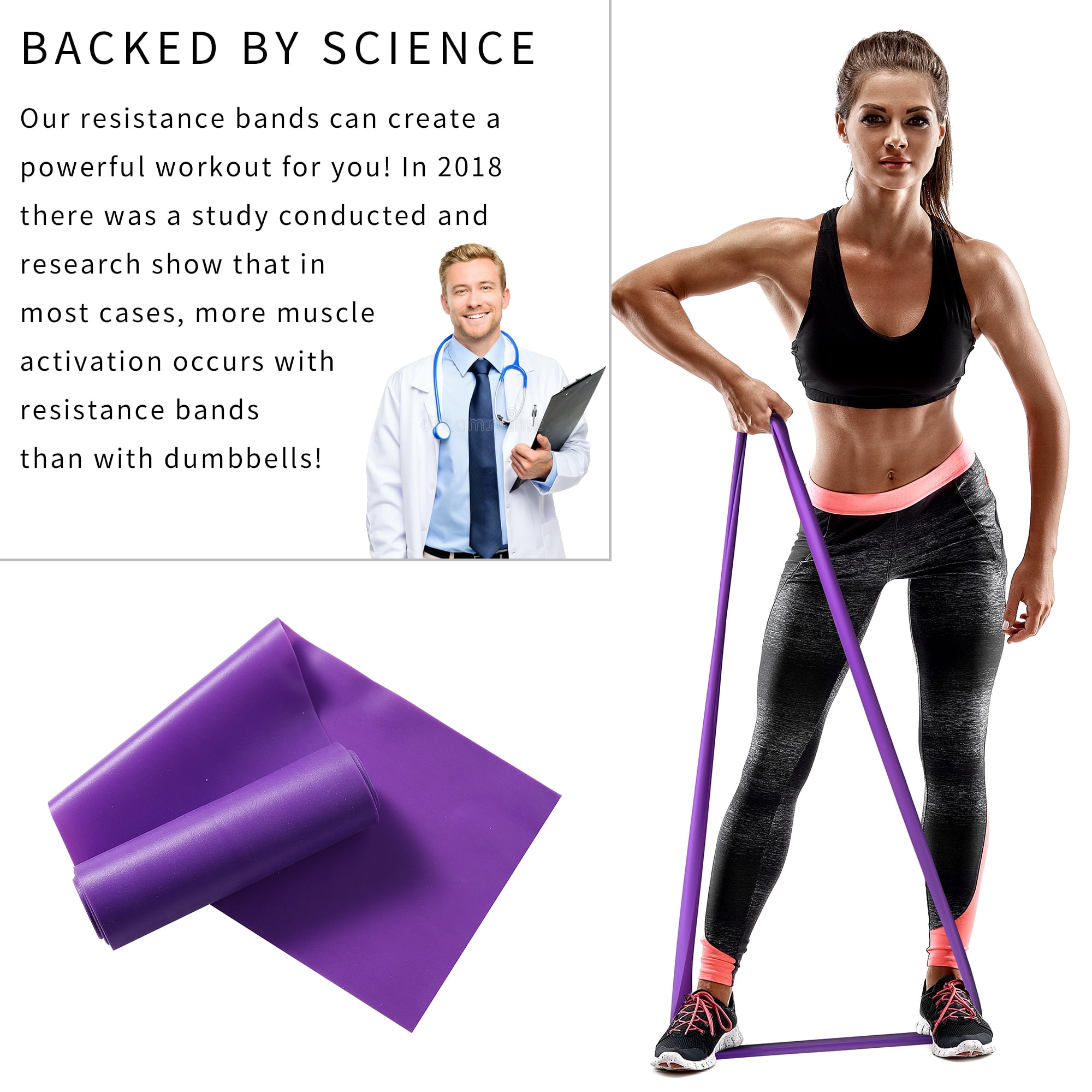 Micogo 25 Yards Elastic Exercise Fitness Band Roll for Home Training Physical Therapy Recovery and Yoga