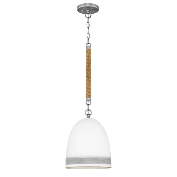 1 Light Small Pendant In Traditional-Coastal Style 10 Inches Wide By 21.75 Inches High-Antique Nickel/Grey Stripe Finish Hinkley Lighting 3364An-Gr