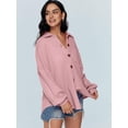 thumbnail image 3 of Womens Shackets Waffle Knit Casual Jackets Button Down Flannel Shirts  Tops Fall Clothes 2023  Outfits, 3 of 11