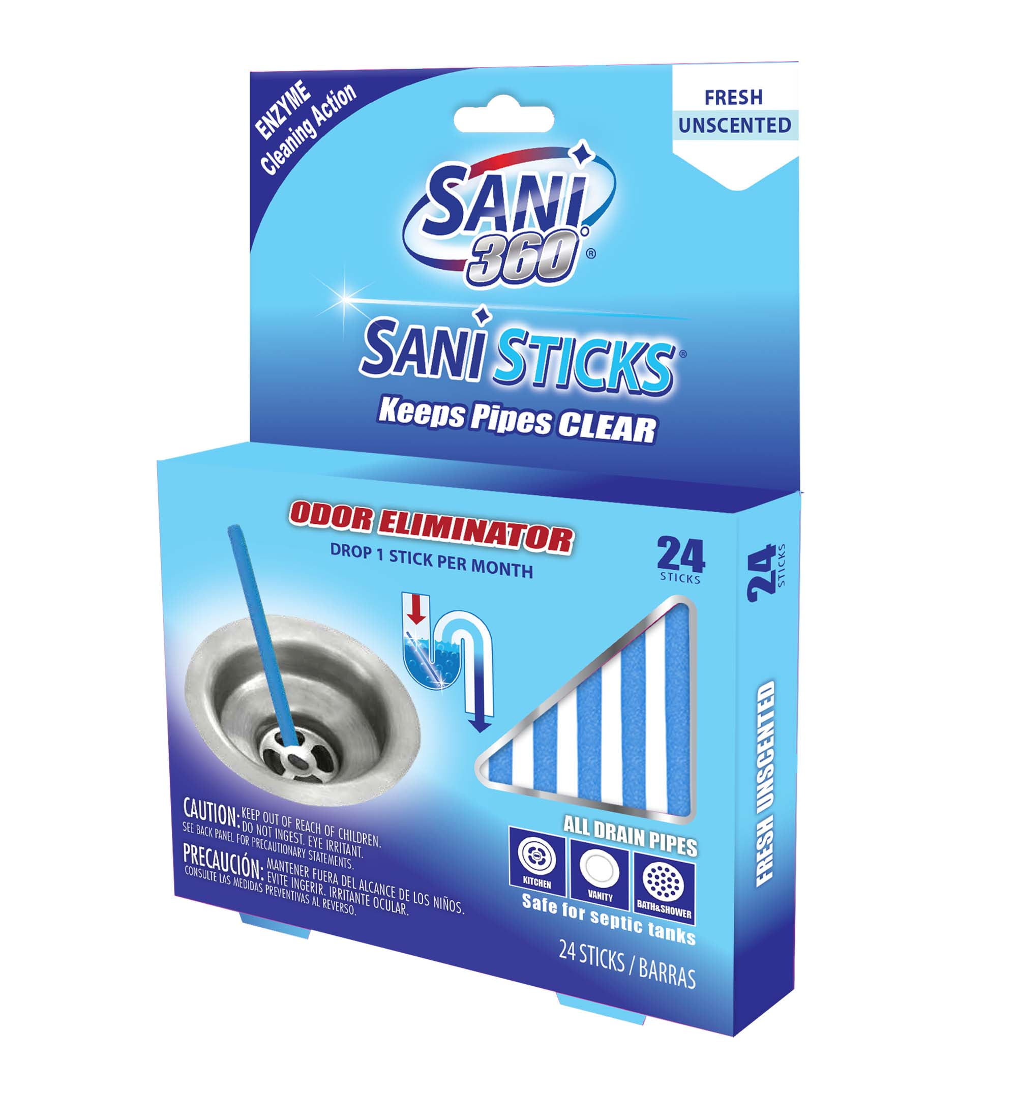 Enzyme Formula to Elimina Sani Sticks Drain Cleaner and DeodorizerNon-Toxic 