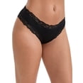 thumbnail image 4 of INSPIRE CHIC Women's Lace Trim Mid-Waisted Ribbed Briefs Seamless Comfortable Stylish Regular Fit Solid Panties S Black, 4 of 5