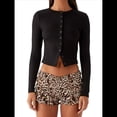 thumbnail image 2 of Blusas de Larga para Mujer, Cárdigan Ligero de Otoño, Camisetas para Salir, Blusas Acanaladas con Botones, Lindas y A Negro XL, 2 of 10