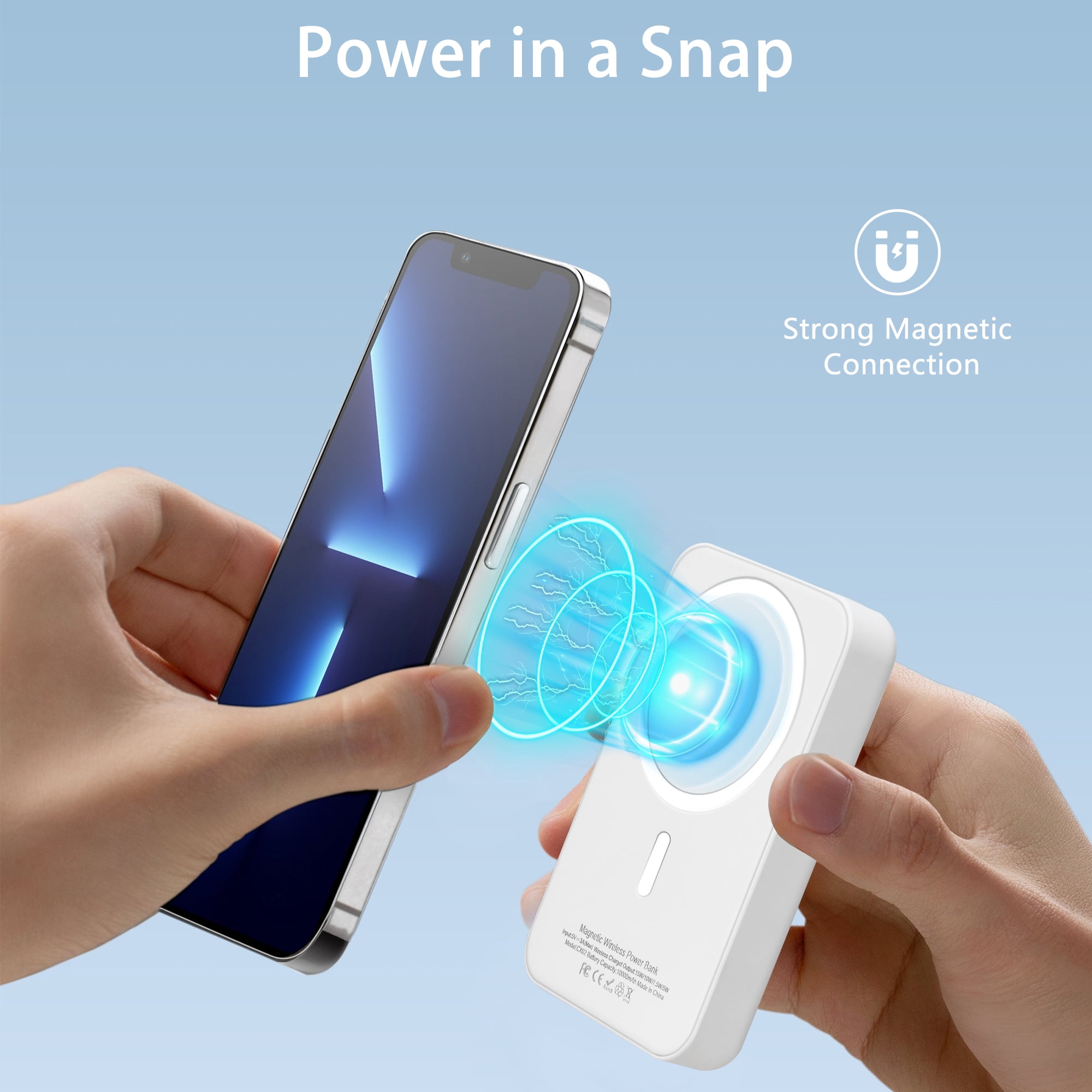 Magnetic Power Bank 5000mAh, Wireless Portable Charger, 15W Fast Charging Battery Pack , Compatible with Magsafe, iPhone 15/15 Plus/15 Pro/15 Pro Max, iPhone 14/13/12 Series