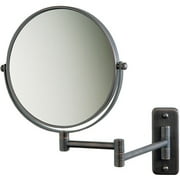 Jerdon 8" 2-Sided Swivel Wall Mount Mirror with 5x Magnification, 13.5" Extension, Bronze