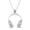 White Gold, variant on Round Sparkling White Cubic Zirconia Music Lover Headphone Pendant Necklace 14k White Gold Over Sterling Silver 18" Chain