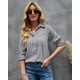 thumbnail image 2 of Camisa casual de rayas de manga larga para mujer Camisa de manga larga con cuello en V, 2 of 6