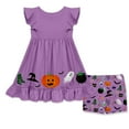 thumbnail image 2 of Millie Loves Lily Girls Purple Halloween Flutter Sleeve Dress & Matching Short Set Size 8, 2 of 4