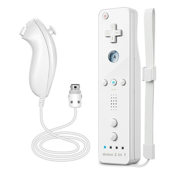 Bonacell Wii Remote Controller and Nunchuck Controller Compatible for Nintendo Wii and Wii U Controller, Wii Controller with Silicone Case and Wrist Strap Built-in Motion Plus