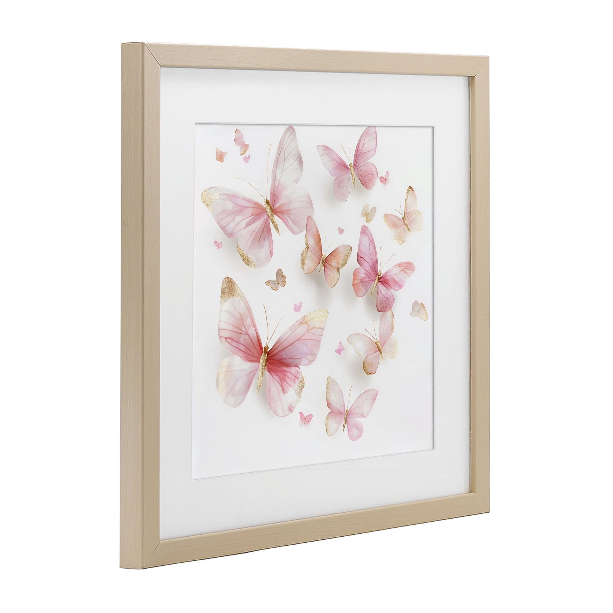 Stupell Industries Pink & Gold Butterfly Rabble Birch Framed Print Under Glass, design by Creative Studio