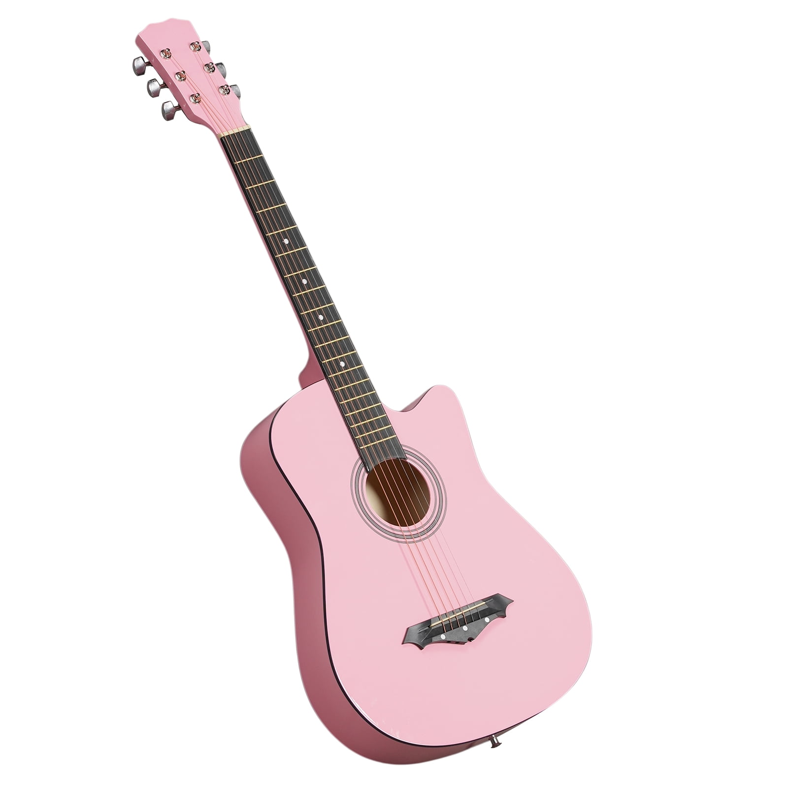 38in Acoustic Guitar with Picks, Strings, Capo, Case, Tuner, and Strap - Matte Pink