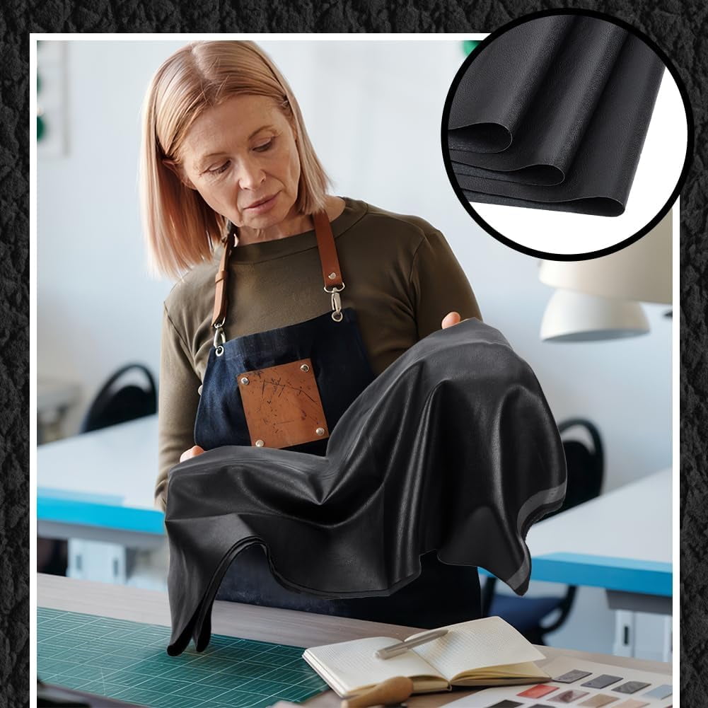 1pc 55×39inch PU Leather Fabric Leather Sheets Faux Leather Material Soft Upholstery Leather for Upholstery Crafts Sofa Handbag Sewings Black