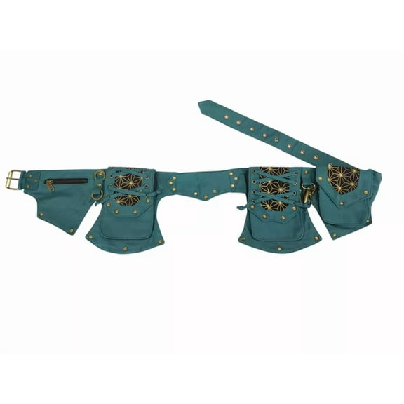 Narayani Crafts Unisex Fanny Pack Utility Waist Bag Cotton Canvas Hip Belt with Pouch Pockets