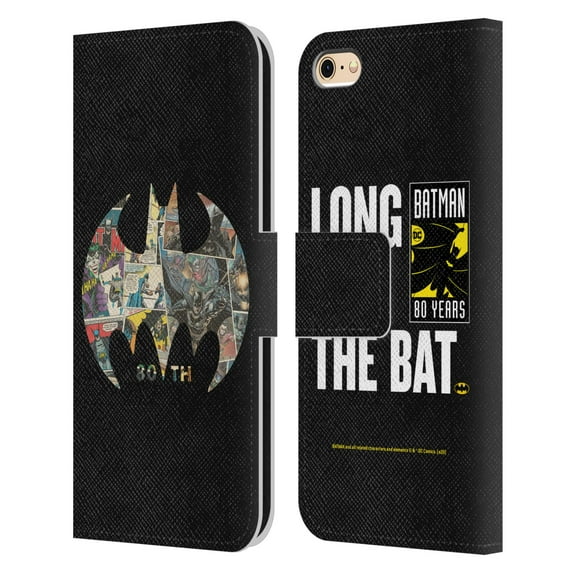 Head Case Designs Officially Licensed Batman DC Comics 80th Anniversary Bat Signal Collage Leather Book Wallet Case Cover Compatible with Apple iPhone 6 / iPhone 6s