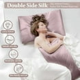 thumbnail image 2 of 2 Pack 100% Pure Silk Pillowcase for Hair and Skin, Both Sides Mulberry Silk Pillowcases with Hidden Zipper, Cooling Pillowcase 19 Momme, 600 Thread Silk Pillow Cases Standard Size, Apricot, 2 of 5