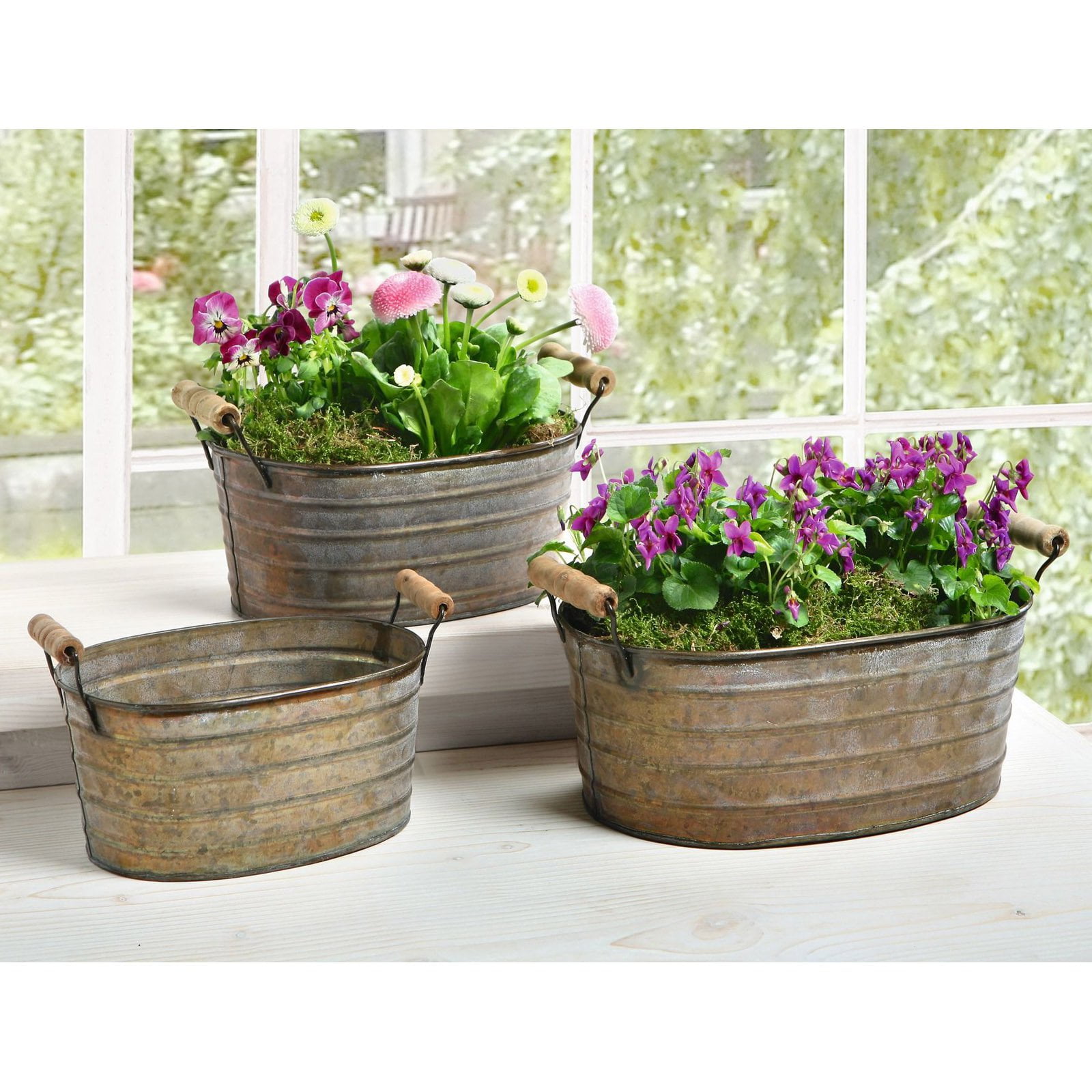 HGC Metal Planter Tubs Set of 3
