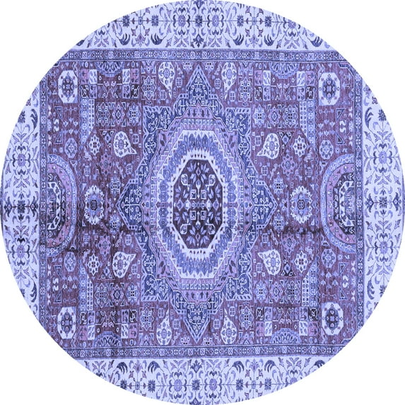 Ahgly Company Indoor Round Abstract Blue Modern Area Rugs, 3' Round
