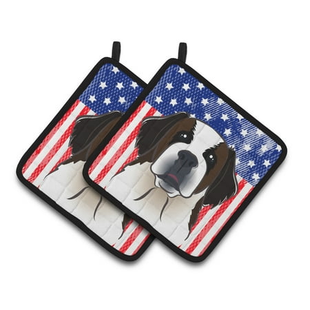 

Carolines Treasures BB2176PTHD Flag and Saint Bernard Pair of Pot Holders 7.5HX7.5W multicolor