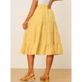 thumbnail image 4 of Falda Larga A Media Pierna Con Bolsillos Escalonados Allegra K Amarillo S, 4 of 5