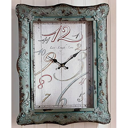 Teal Shabby Chic French Distressed Country Old World Style Vintage Teal Shabby Chic French Distressed Country Old World Style Vintage Look Ornate Frame Clock Wall Decor