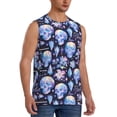 thumbnail image 2 of Kdxio crystal cool Skull flower for Men's Muscle T-shirt,Sleeveless for Workout Running Athletic Gym Lounge Casual, 2 of 5
