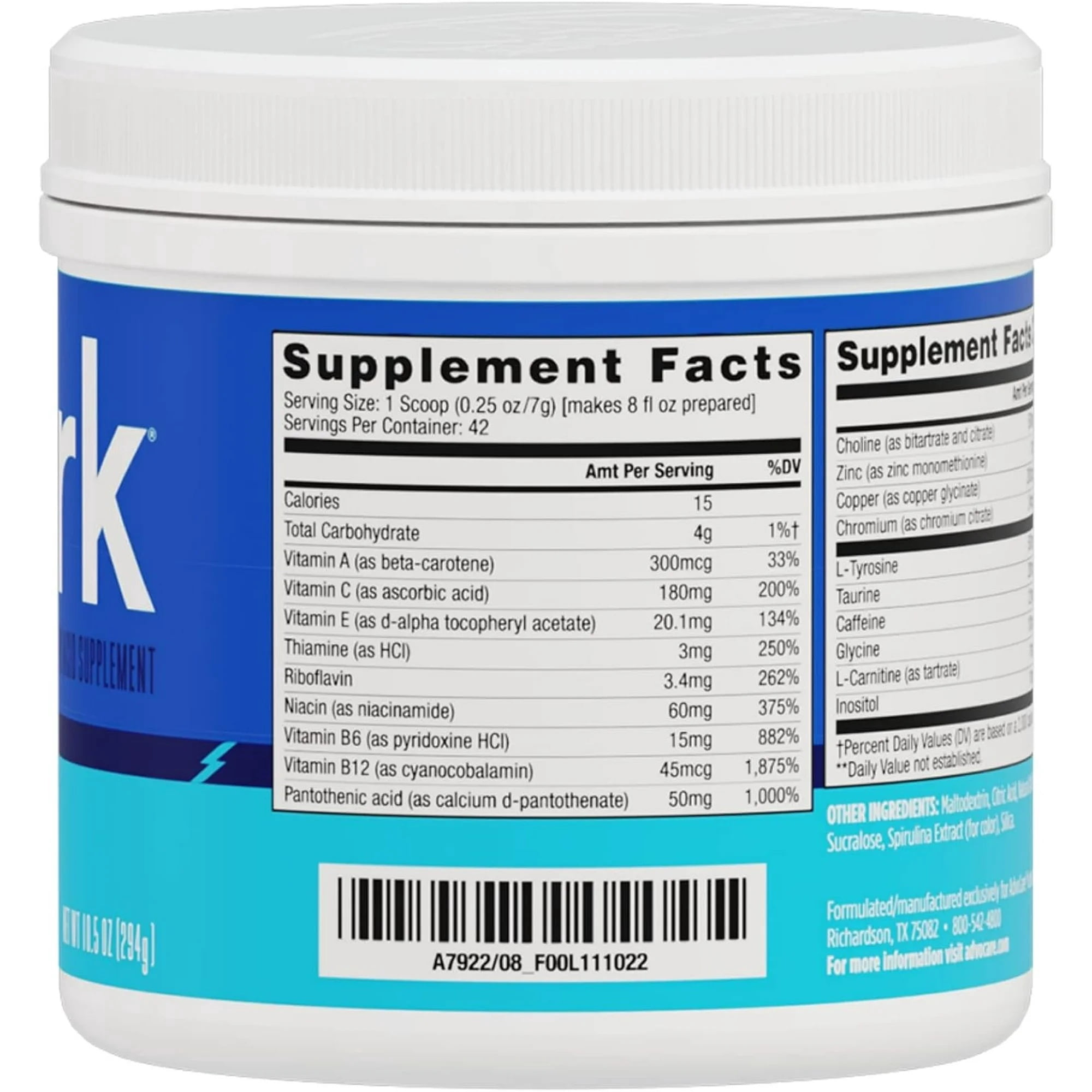 Free Shipping! AdvoCare Spark Energy Drink Mix Blue Raspberry