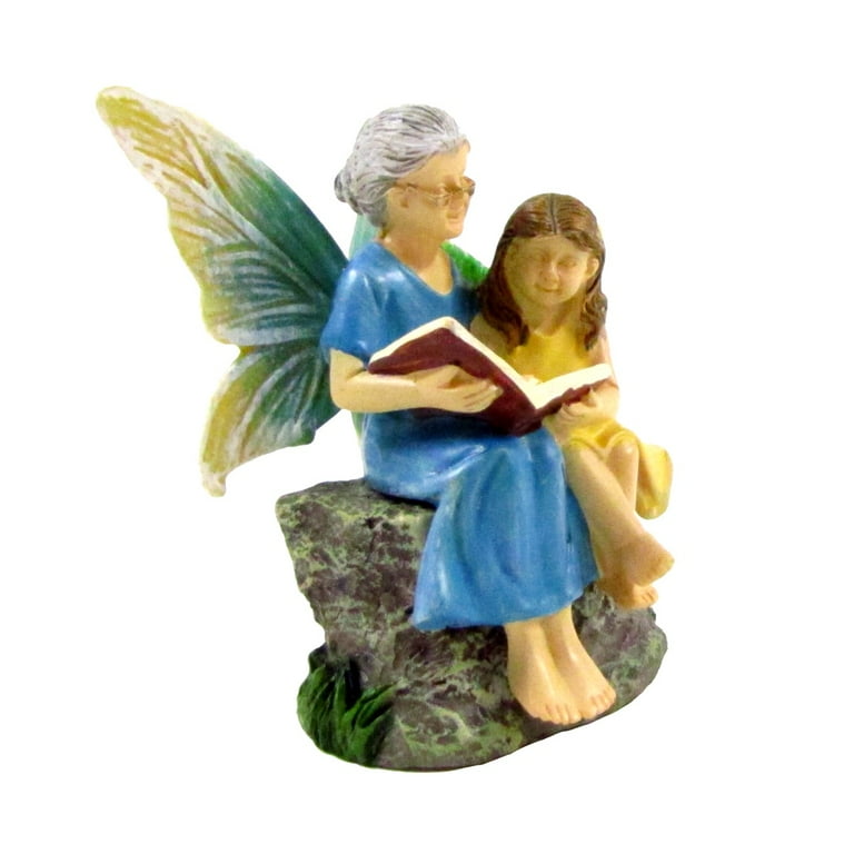 Mini Fairy Girl Grandma Reading Figurine Garden Accessory Outdoor Decor Ornament Mini Fairy Girl Grandma Reading Figurine Garden Accessory Outdoor Decor Ornament