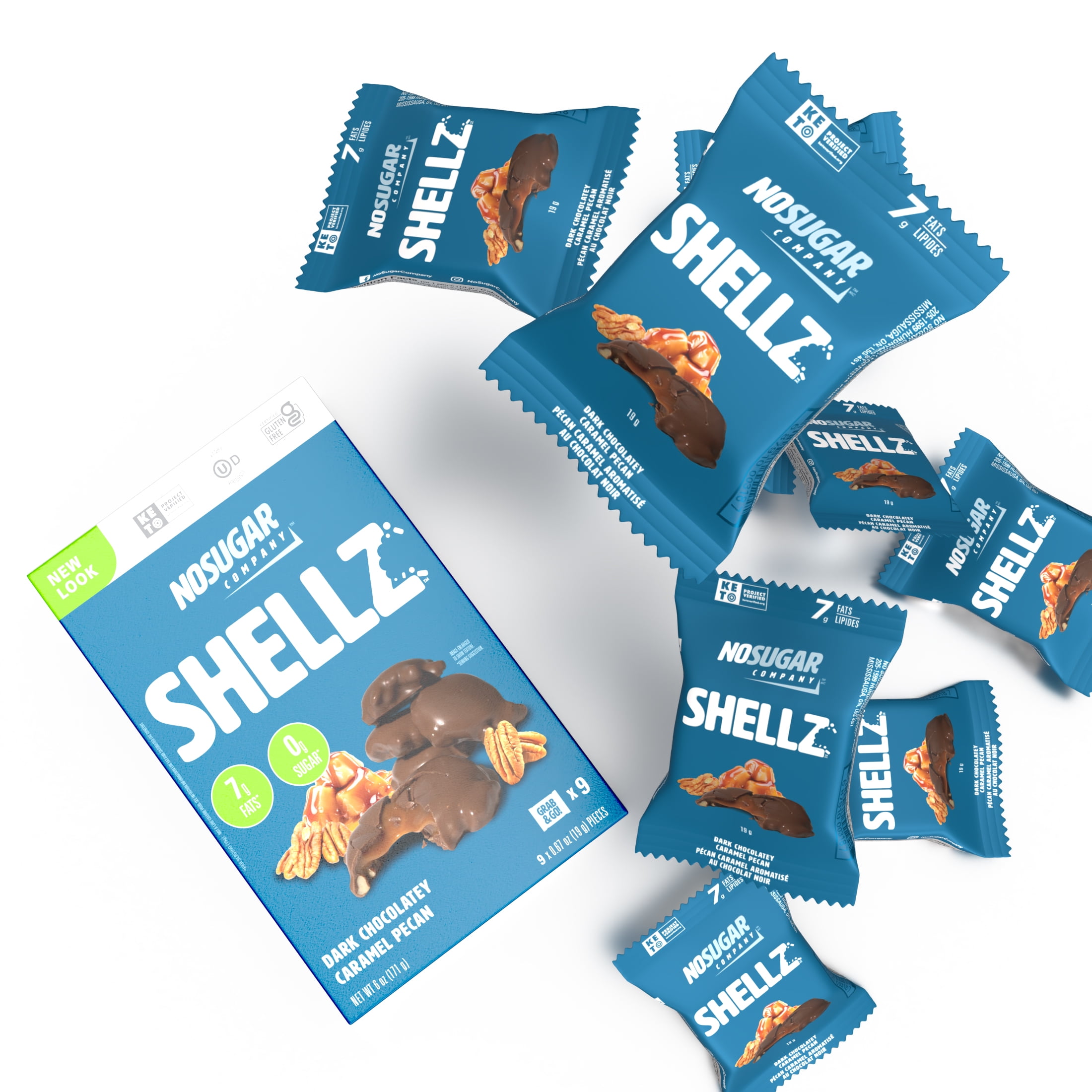 (2 pack) No Sugar Company Shellz Dark Chocolatey Caramel Pecan, 9 Count