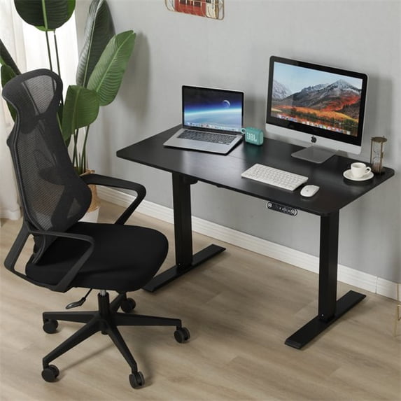 MXTARK Electric Standing Desk, Height Adjustable Computer Desk with Splice Board,Sit Stand Desk Home Office Ergonomic Desks, Black Finish,48"
