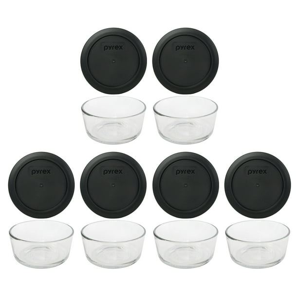 Pyrex 7200 2Cup Glass Food Storage Bowl w/ 7200PC 2Cup Black Lid