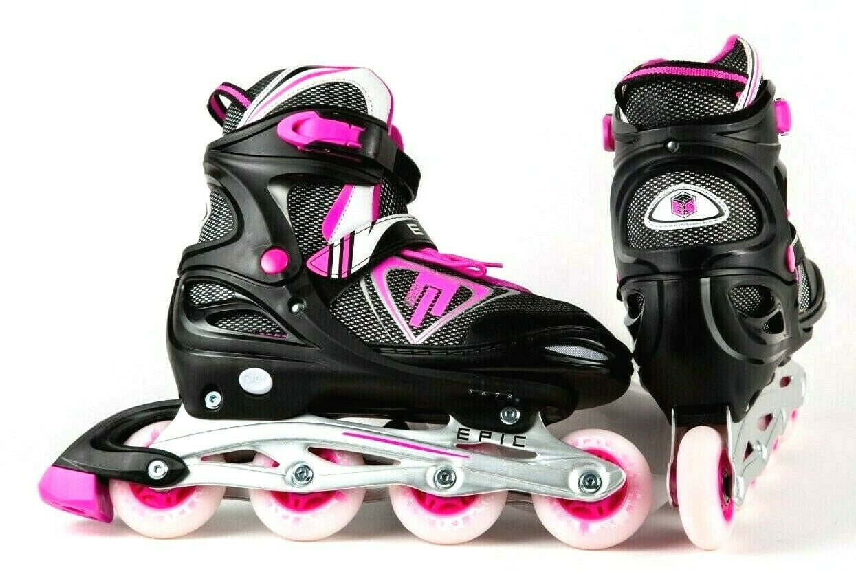 Epic Fury Adjustable Inline Roller Skates w/LED Light Up Wheels