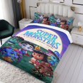 thumbnail image 3 of Súper Monstruos Conjunto de sábanas temático, trío de piezas, cómodo y amigable con la piel, diseño único, regalo de decoración para el hogar para familiares, amigos y fans,173cm *218cm, 3 of 6