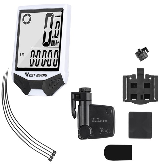 WEST BIKING WEST BIKING Waterproof Wireless Bike Computer with 2.36" HD Screen, Backlight, and Multi-Function Speedometer for Outdoor Cycling, White Base Included