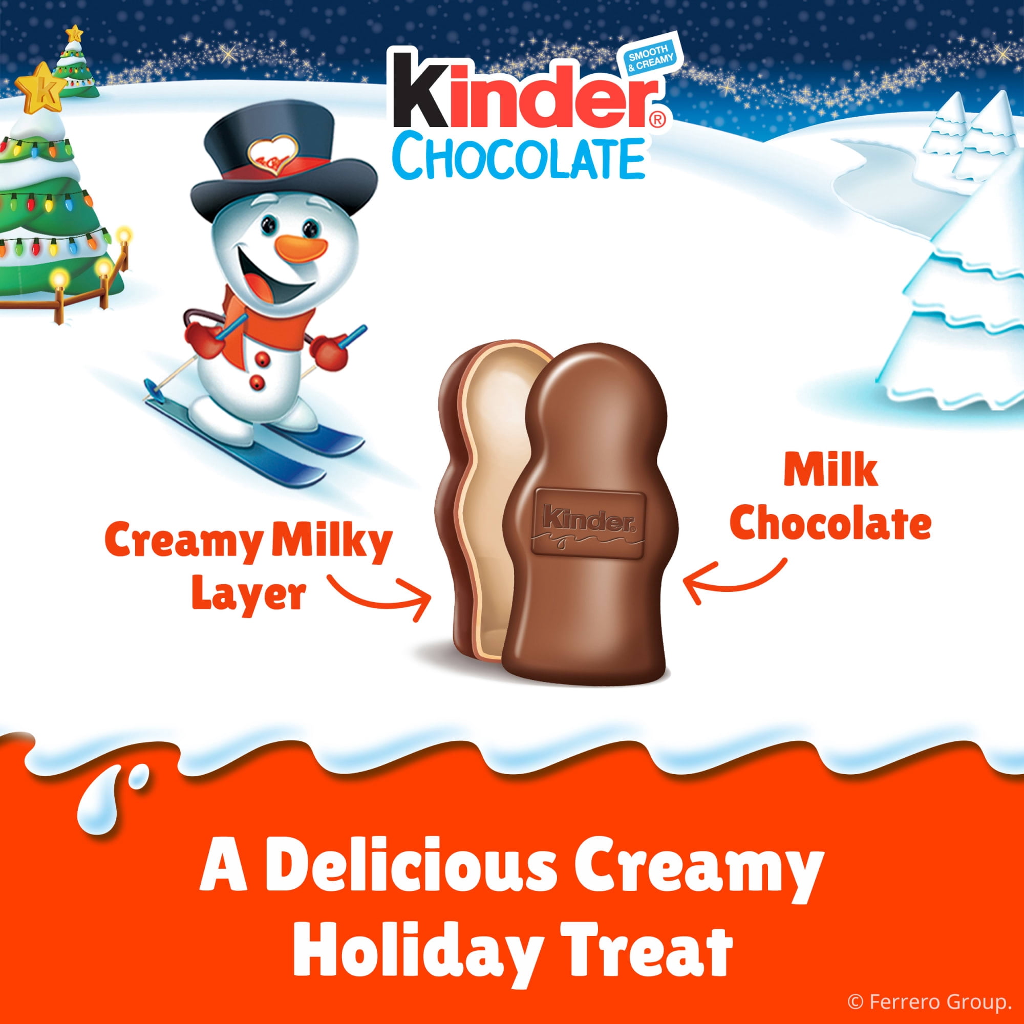 (2 pack) Kinder Christmas Chocolate Snowman, Creamy Milk Chocolate, Individually Wrapped, Great for Holiday Gifts, 6 Count, 3.1 oz