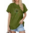 thumbnail image 4 of NAMTYQX Going Out Tops for Women Relaxed Fit Short Sleeve Print Print Basic Breathable Oversize Round Neck Stretchy Spring Tops for Women 2025 Army Green Size 2XL, 4 of 5