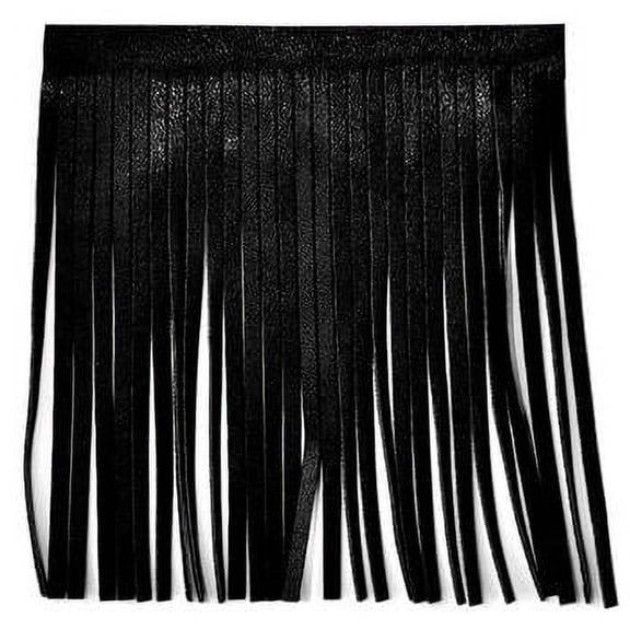 Belagio 4" Wide x 25 Yards Faux Leather Fringe Trim, 1 Bolt, Black