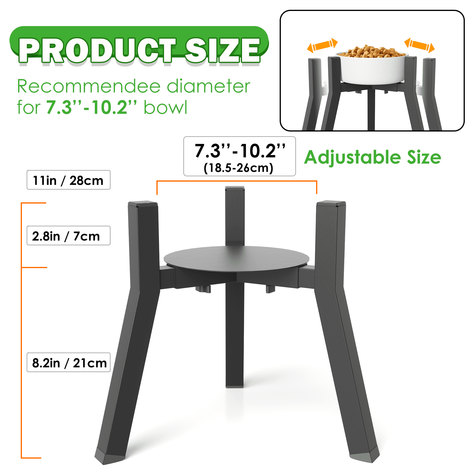 Adjustable Raised Dog Bowl Stand for Large Dogs, Single Raised Feeder Station (Bowl Not Included)