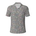 thumbnail image 2 of Daiia Black And White Houndstooth Pattern Men’s Polo Shirts,Solid Deck Shirt,Classic Fit, Breathable Cotton Polo for Casual and Sport Wear-Small, 2 of 7