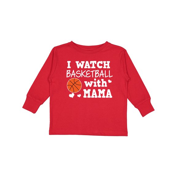 Inktastic I Watch Basketball with Mama Boys Long Sleeve Toddler T-Shirt