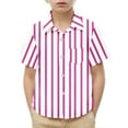 thumbnail image 2 of Chemise d'Uniforme Scolaire à Manches Courtes pour Enfants, Imprimé à Rayures avec Poche, Mélange de Polyester, Col Rond, Coupe Décontractée, Tissu Respirant, 2 of 7
