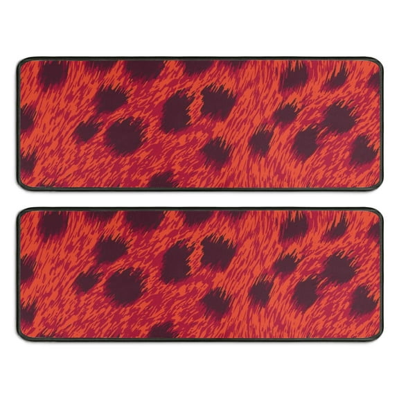 Kitchen Rugs Sets Of 2,Red Cheetah Leopard Pattern Anti Fatigue Kitchen Mat Rugs Non Slip Washable,Decorative Kitchen Floor Mats for Kitchen,Sink,Laundry,17"x47" 17"x47"