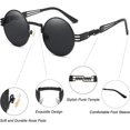thumbnail image 5 of Gafas de sol YONGSHENG Steampunk Estilo retro clásico redondas metal Lente negra marco negro, 5 of 5