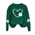 thumbnail image 1 of Bowake Sweat à Capuche Femme St Patrick'S Day Imprimé Col Rond Sweat-Shirt à Manches Longues Casual Ample Confortable Pull-Over Tops, 1 of 3