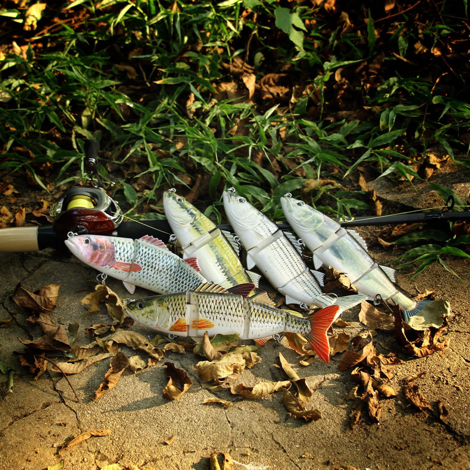 HENGJIA Fishing Lures, 5pcs Large Multi Jointed Fish Fishing Kits Slow Sinking Lifelike Swimbait Freshwater and Saltwater for Trout Bass Lures, 9.45"/4.94oz