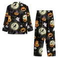 thumbnail image 4 of Renewold Soft Halloween Pajamas for Women Stylish Lounge Wear Button Pullover Tops & Long Pants Set of 2 Bats Web Crewneck Sleep Wear Clothing Casual Home Life Night Clothes Size 4XL, 4 of 6